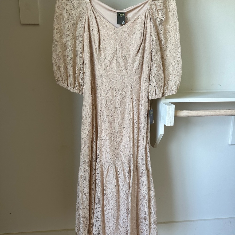 Elegant Lace Dress in Oat